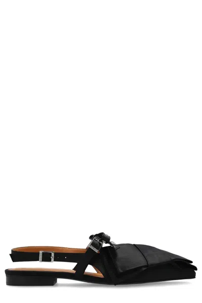 GANNI BIG BOW BLACK POLYESTER BALLET FLATS