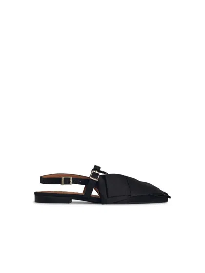 GANNI GANNI 'BIG BOW' BLACK POLYESTER BALLET FLATS