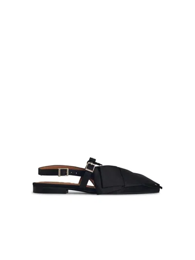 GANNI GANNI 'BIG BOW' BLACK POLYESTER BALLET FLATS