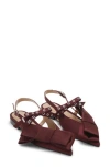 Ganni Big Bow Pointed Toe Slingback Flat In Animal Print