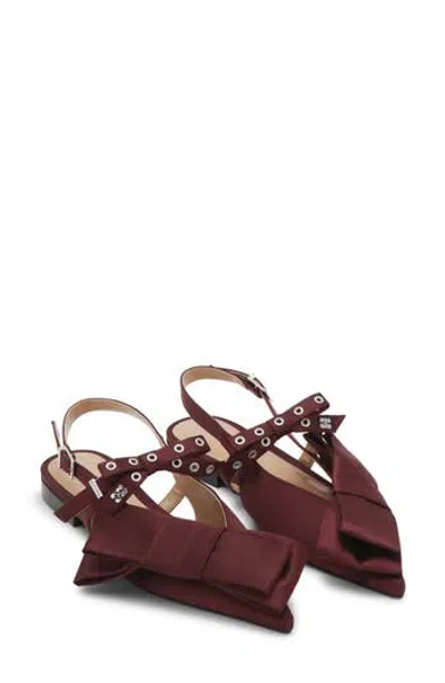 GANNI GANNI BIG BOW POINTED TOE SLINGBACK FLAT