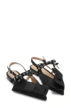 Ganni Big Bow Slingback Pointed-toe Flats In Black