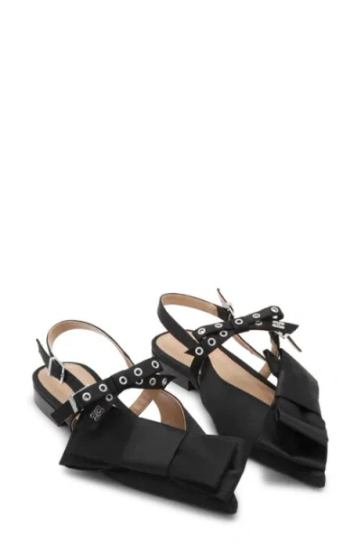 GANNI GANNI BIG BOW POINTED TOE SLINGBACK FLAT