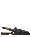 Ganni Big Bow Slingback Pointed-toe Flats In Black