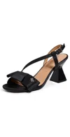Ganni Bow-detail Slingback Pumps In Black