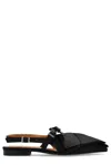 Ganni Big Bow Pointed Toe Slingback Flat In Black