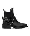 Ganni Buckle-strap Leather Ankle Boot In Black