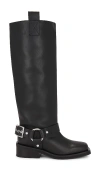 Ganni Biker Tubular Underknee Boot In 黑色