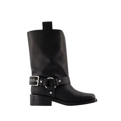 GANNI BIKER TUBULAR BOOTS - SYNTHETIC LEATHER - BLACK