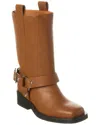 Ganni Biker Tubular Mid Shaft Boot In Brown