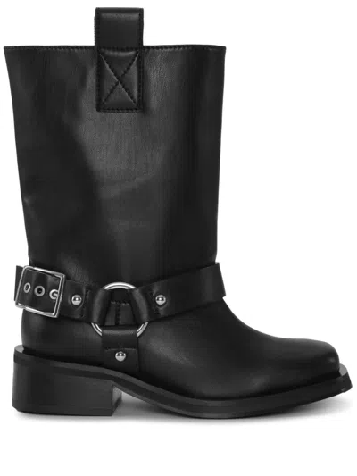 Ganni Biker Tubular Mid Shaft Boot Shoes In Black