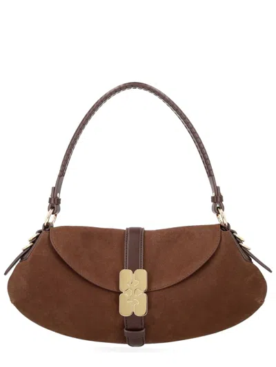 Ganni B-kat Bag In Suede In Brown