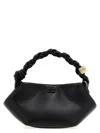 Ganni Mini Bou Bag With Twisted Handle And Gold Hardware In Black