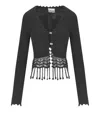 Ganni Black Shiny Viscose Crochet Cardigan In Black