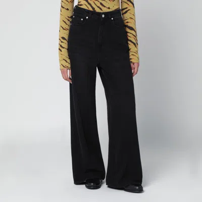 Ganni Black Washed Effect Baggy Jeans
