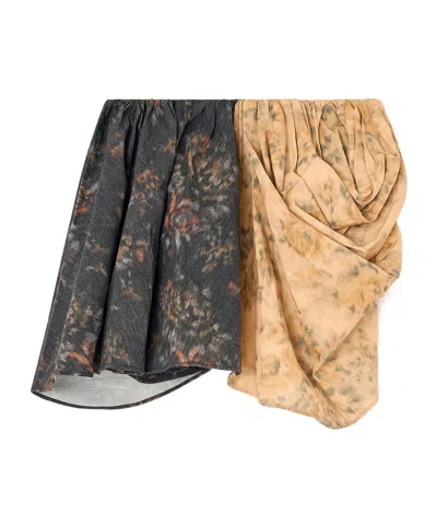 Ganni Black And Beige Drapey Skirt