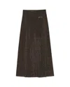 Ganni Metallic Ribbed-knit Maxi Skirt In Black
