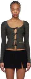 Ganni Sparkly Knit Tie-front Blouse In 999 Multicolour
