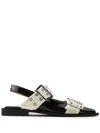 Ganni Black And White Slingback Ballerina Flats With Buckles
