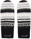 Ganni Black & White Striped Soft Wool Mitts In 099 Black
