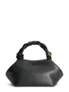 Ganni Black Bag With Twisted Handle And Gold Accents In Gray