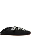 Ganni Sporty Nylon Ballerina Sneakers Lace Up In Black