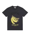 Ganni Crew-neck Cotton T-shirt With Banana Print In Gray