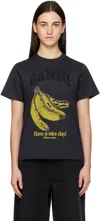 Ganni Black Banana Graphic T-shirt In Black