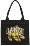 Ganni Black Banana Large Tote In Black