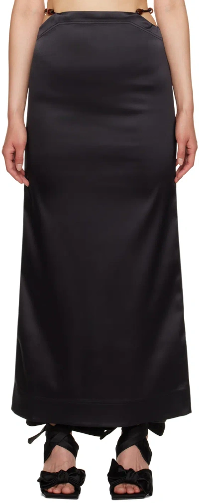 Ganni Black Beaded Maxi Skirt