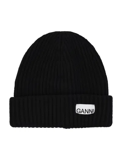 GANNI BLACK BEANIE
