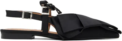 GANNI BLACK BIG BOW SLINGBACK FLATS