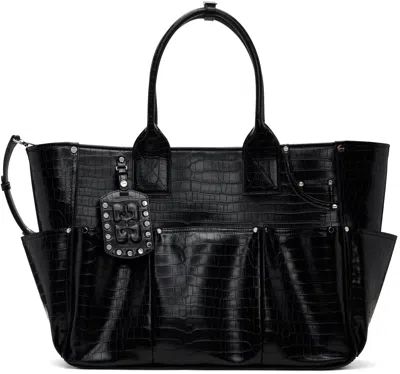 Ganni Black Black Croco Posy Tote