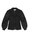 Ganni Black Blazer With Contrasting-fabric Sleeves In Black
