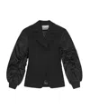 Ganni Tailored Black Jacket With Voluminous Sleeves In Black