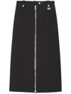 Ganni Zip-up Crepe Midi Skirt In Black