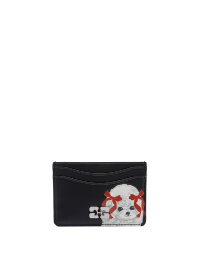 Ganni Black Bou Animals Logo Cards Holder