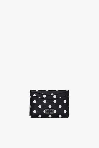 Ganni Black Bou Card Holder With Dots