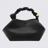 Ganni Womens Black Bou Small Recycled-leather Top-handle Bag