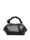 Ganni Bou Black Handbag With Butterfly Logo And Hand-braided Strands In Leather Woman In Black