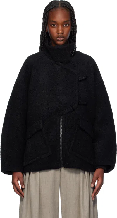 Ganni Black Bouclé Jacket In 099 Black