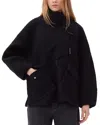 Ganni Half-placket Drop Shoulder Jacket In Black