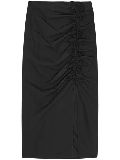 Ganni Drapiertes Midikleid In Black