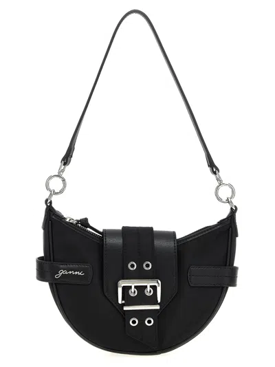 Ganni Bucky Small Nylon Crossbody Bag In Negro