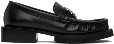 Ganni Black Butterfly Logo Loafers In 099 Black