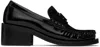 Ganni Black Butterfly Logo Mid Heel Loafers In 099 Black
