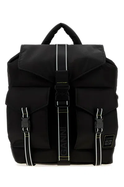 Ganni Black Canvas Backpack