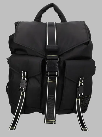 Ganni Black Canvas Backpack