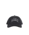 Ganni Womens Black Brand-embroidered Cotton-canvas Cap In Black