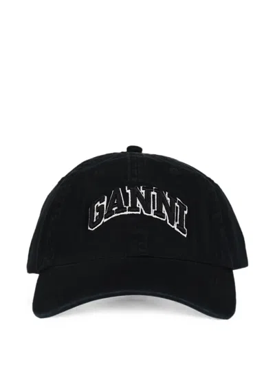 Ganni Black Canvas Cap